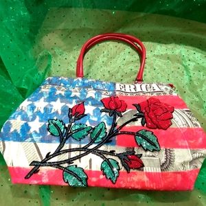 Isabella Fiore flag dollar bill roses bag beads sequins